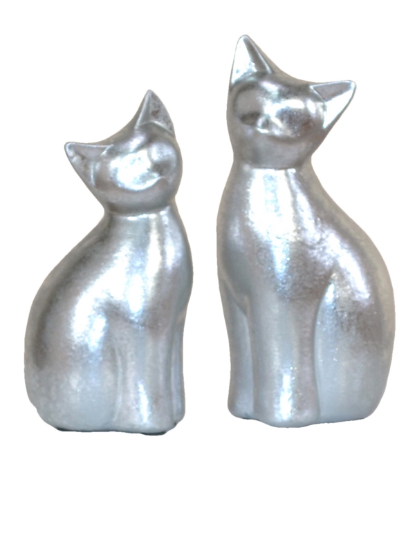 Deko-Katzen in silber (2 Stück) Mieze